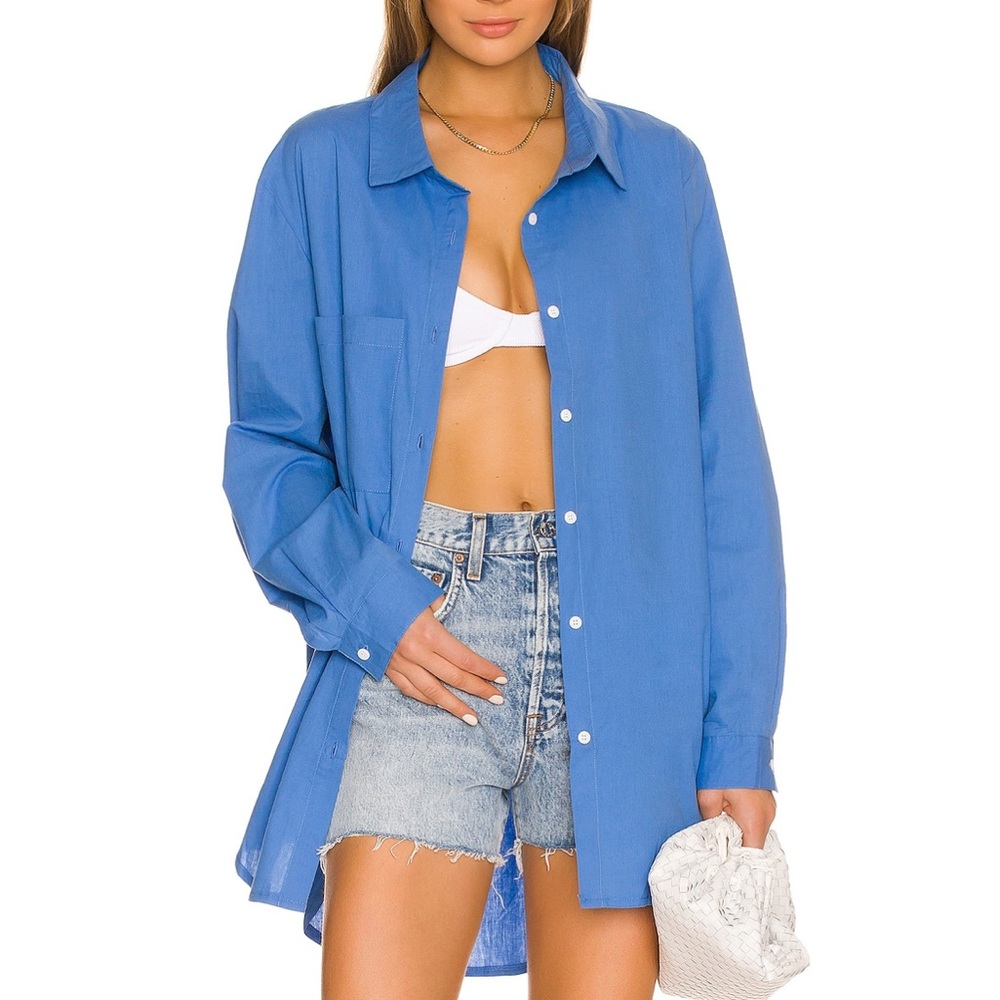 SNDYS Bello Button Up in Blue. Size Small. Never worn, new with tags